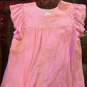 J. Marie Pink Ruffled Sleeve Blouse